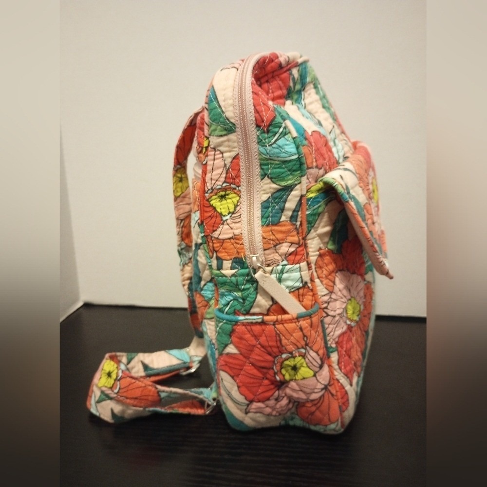 Vera Bradley Pink Floral Quilted Backpack Adjustables Straps - Picture 2 of 7